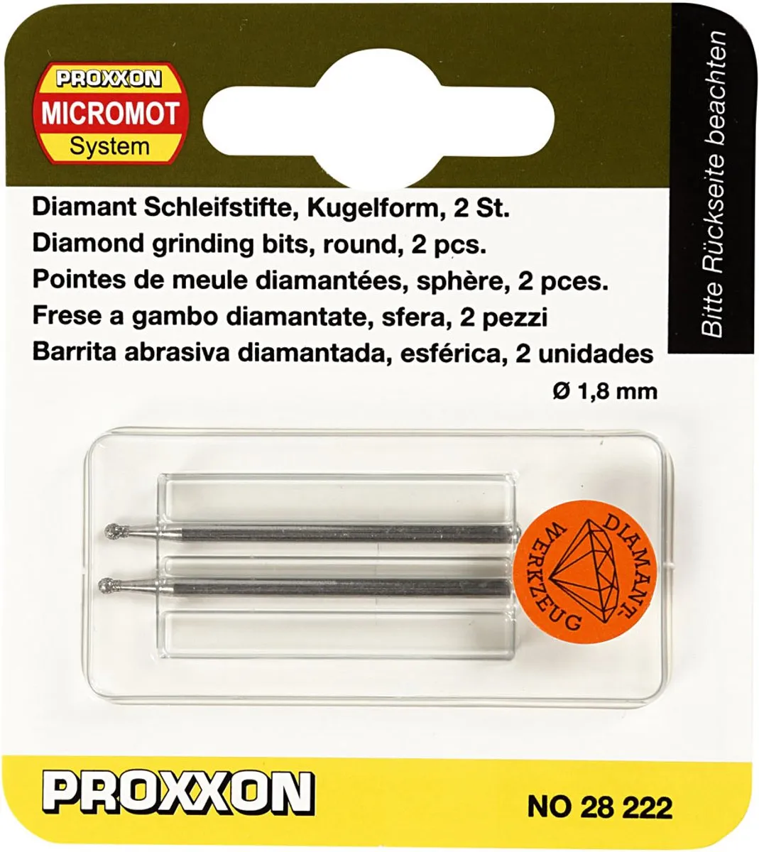 Proxxon Diamantslijpstift Kogel Ø1,8mm - 2 Stuks