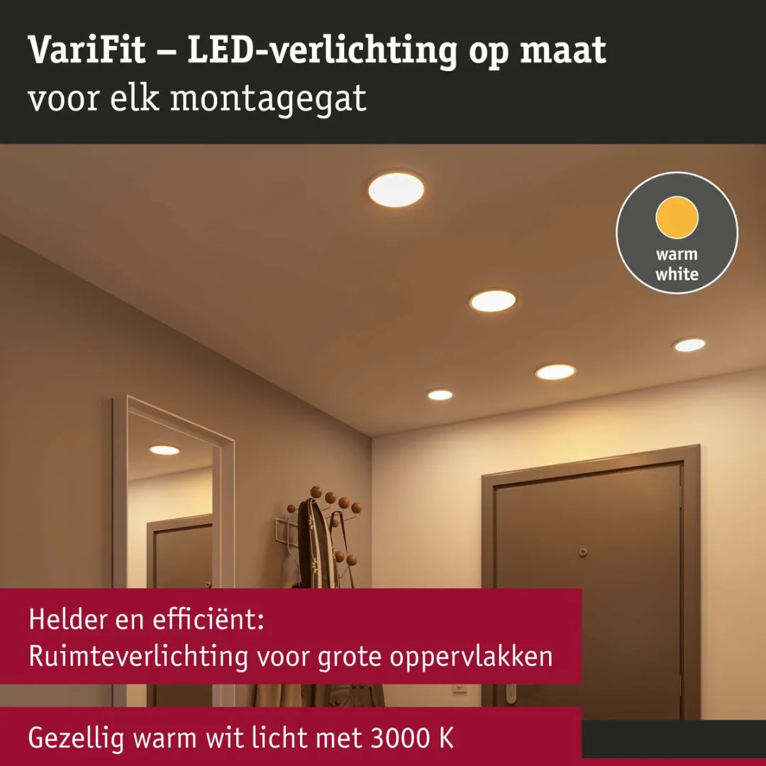 Paulmann VariFit Areo LED-inbouwpaneel 13W 1200lm 3000K - Ø175mm Chroom mat