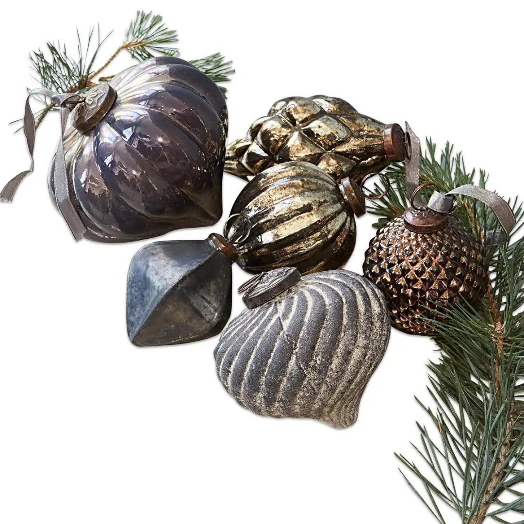 Loberon Alva Kerstversiering Set van 6 - Blauw - afbeelding 3 van 6