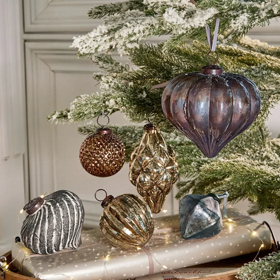 Loberon Alva Kerstversiering Set van 6 - Blauw - afbeelding 5 van 6