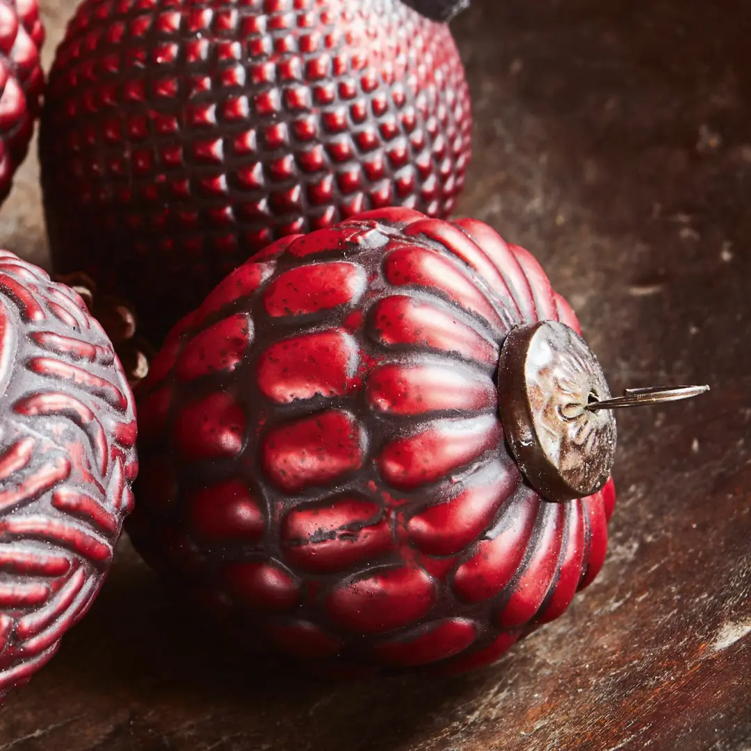 Loberon Meyen Kerstversiering - Ø10cm - 4 stuks - Rood - afbeelding 6 van 6