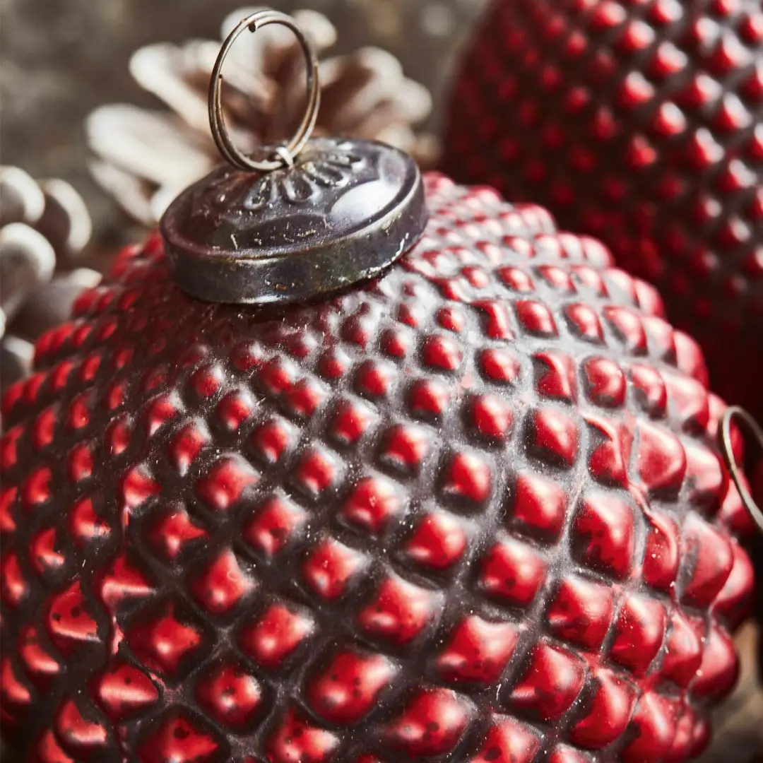 Loberon Meyen Kerstversiering - Ø10cm - 4 stuks - Rood - afbeelding 2 van 6