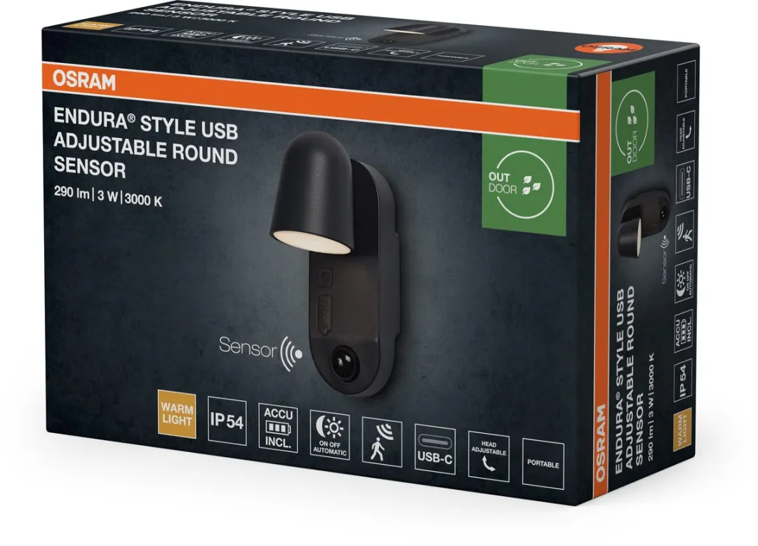 Osram Endura Style USB Sensor IP54 - Warm wit 3000K - Donkergrijs - afbeelding 6 van 6