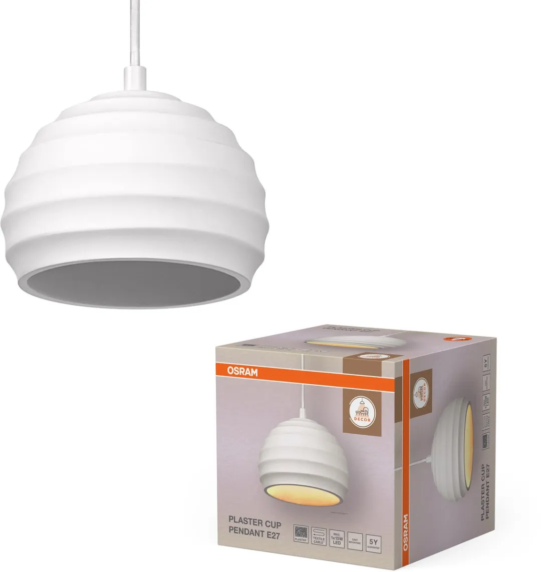 Osram Decor Plaster Cup Hanglamp 160mm - Donkergrijs