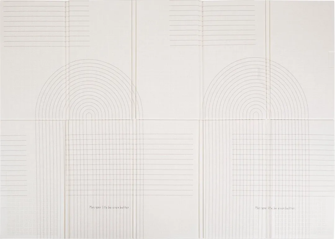 KiddyMoon Speelmat 150x200cm - Tweezijdig - Beige Strepen
