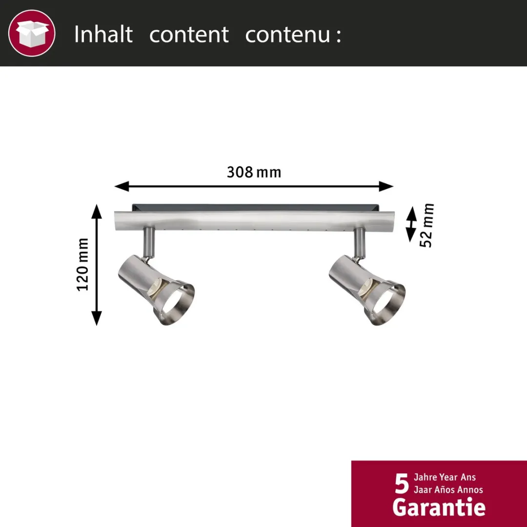 Paulmann Spotlight Teja GU10 2x10W - Nikkel gesatineerd