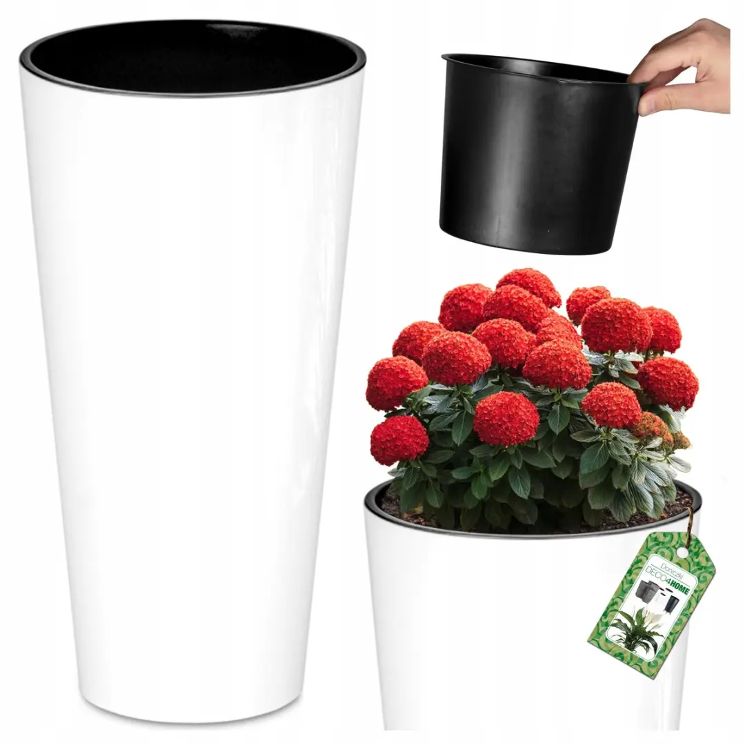 Hoge Glanzende Witte Pot 29cm met Inzetstuk