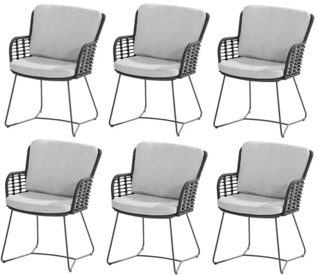 Fabrice dining tuinstoel antraciet 4-Seasons Outdoor set van 6