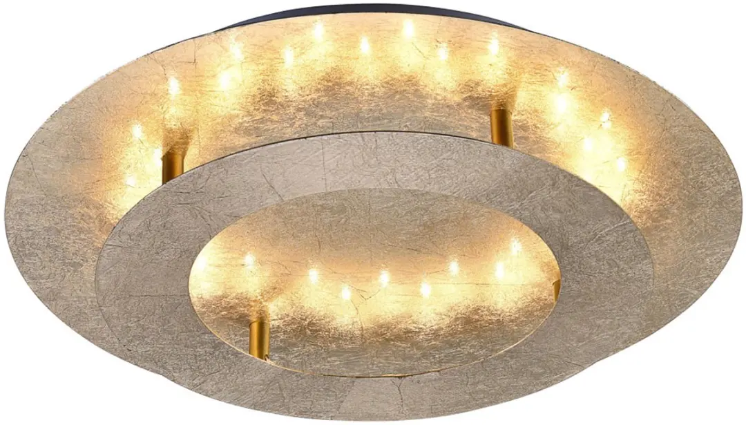 Plafondlamp in goudkleurig staal rond met verlichte ring, 1x LED printplaat 18 w