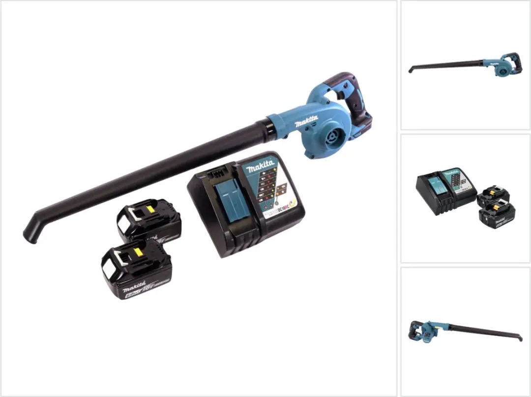 Makita DUB 186 RG accubladblazer Bladblazer 18 V + 2x oplaadbare accu 6.0 Ah + l