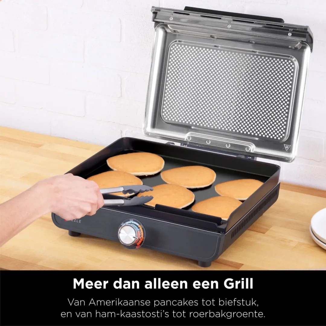Ninja Sizzle - Rookvrije Elektrische Grillplaat - Verwisselbare Contactgrill en Plancha Bakplaat - Anti-Aanbaklaag - tot 260 °C - GR101EU