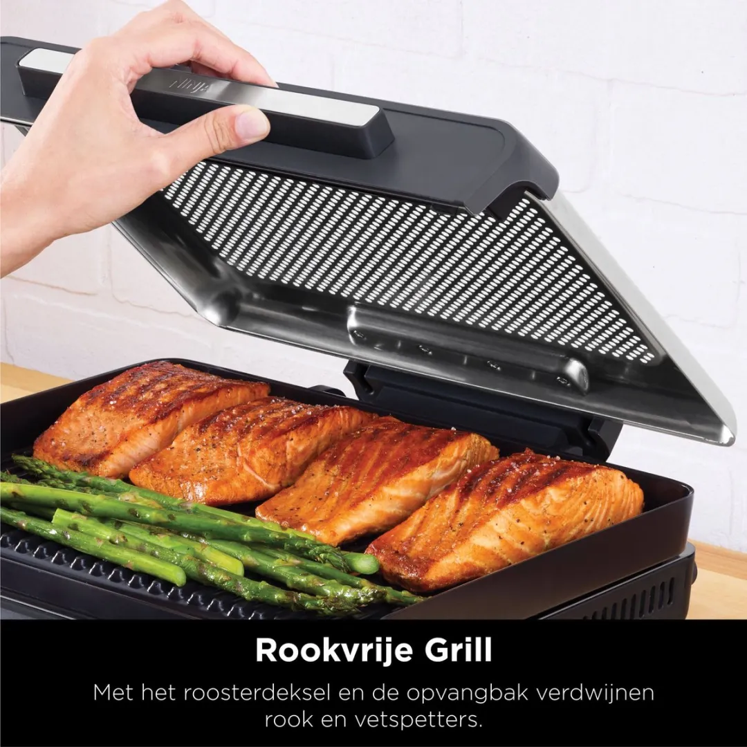 Ninja Sizzle - Rookvrije Elektrische Grillplaat - Verwisselbare Contactgrill en Plancha Bakplaat - Anti-Aanbaklaag - tot 260 °C - GR101EU