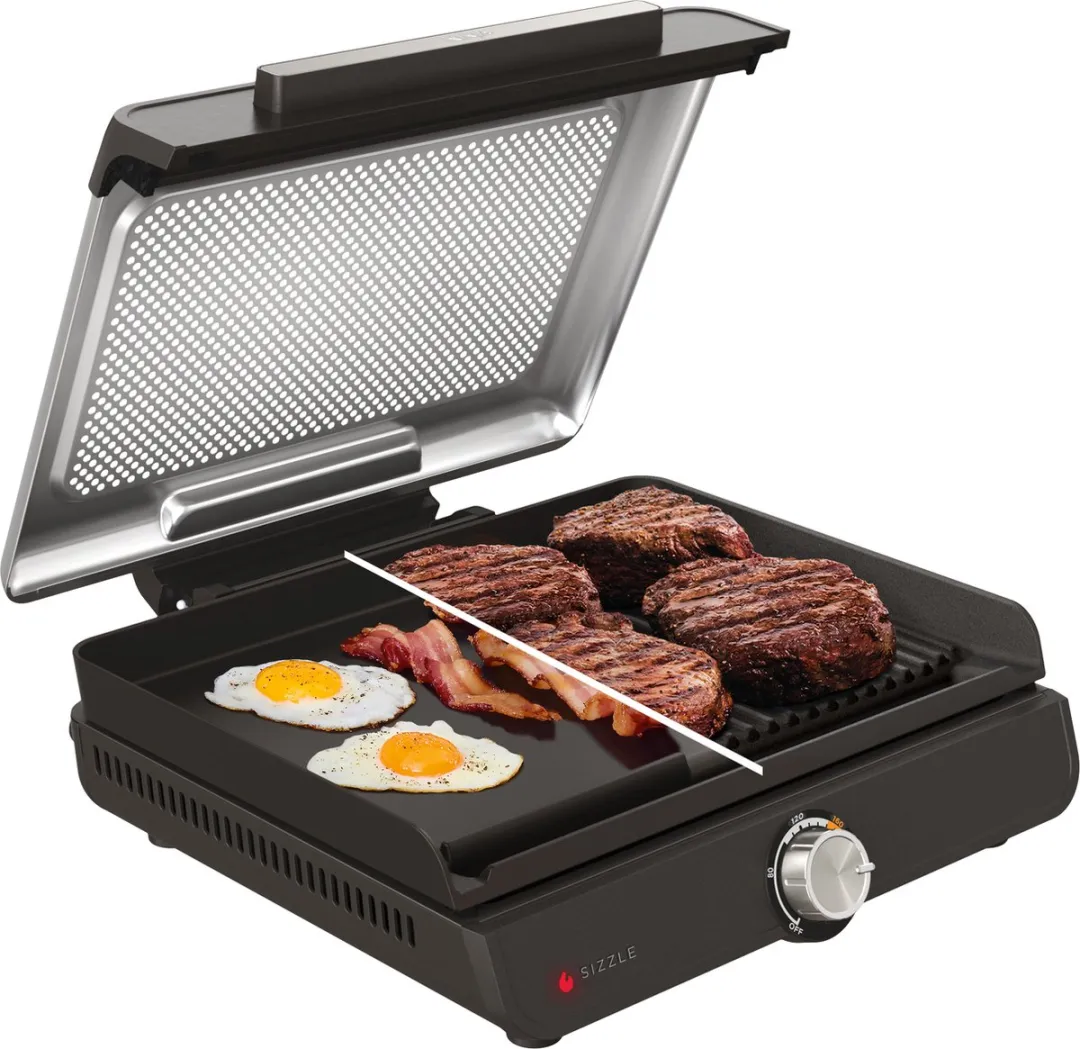 Ninja Sizzle - Rookvrije Elektrische Grillplaat - Verwisselbare Contactgrill en Plancha Bakplaat - Anti-Aanbaklaag - tot 260 °C - GR101EU
