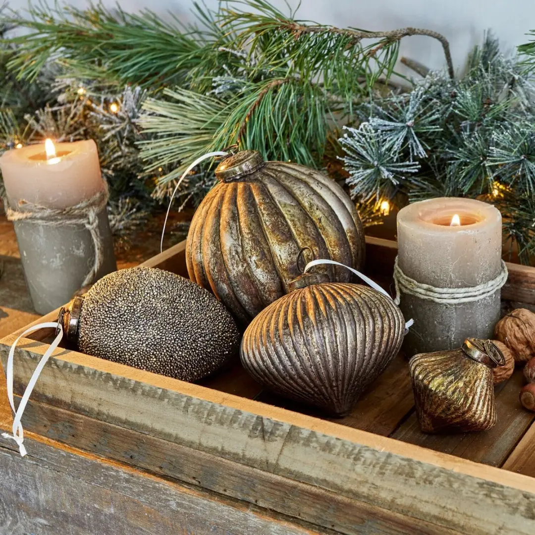 Loberon Janine Kerstversiering set van 4 - antiekbruin - afbeelding 2 van 6