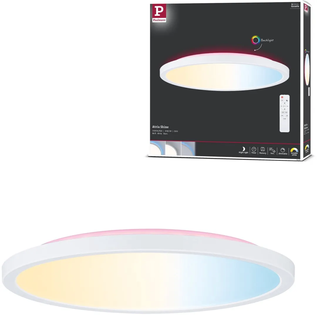 Paulmann Atria Shine LED-paneel 29cm 19W RGB+Wit