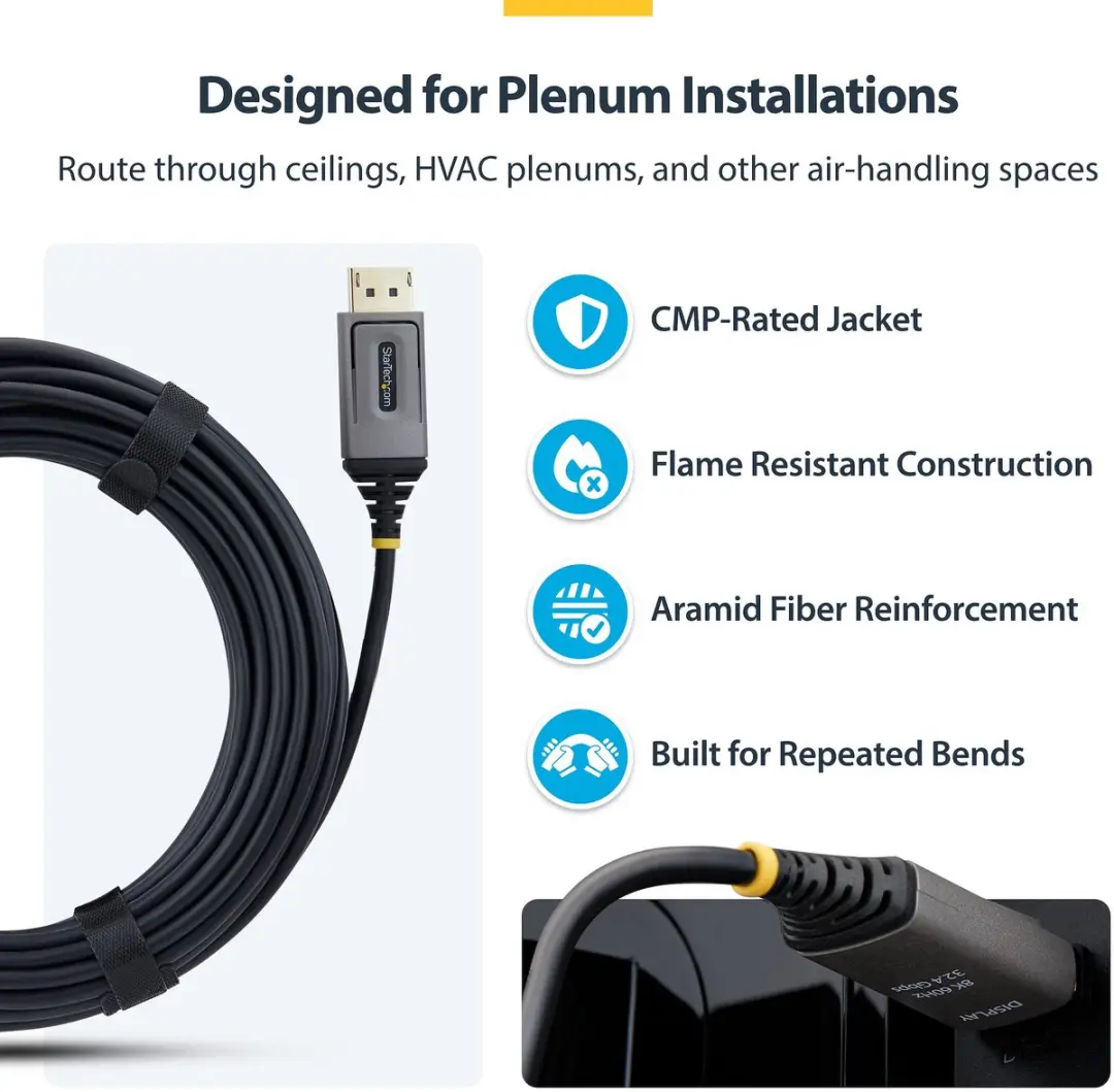 StarTech 8K-AOC-30M-DP-CABLE DisplayPort 1.4 Kabel - Zwart - afbeelding 5 van 6