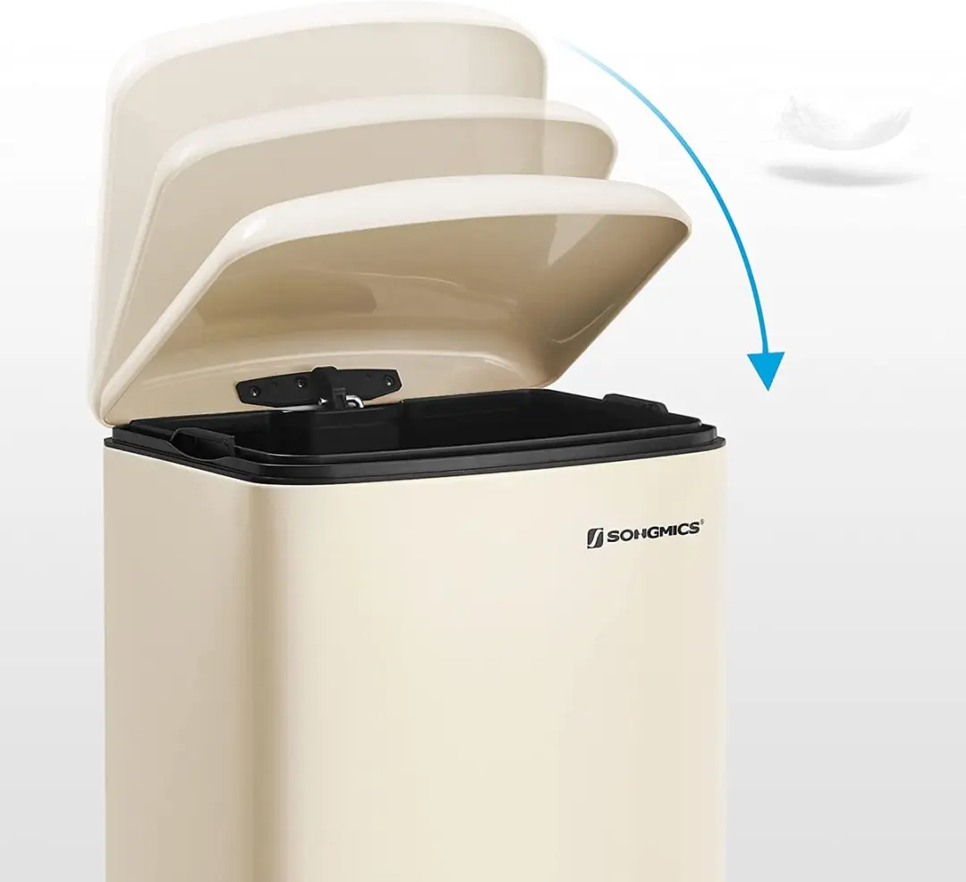 Songmics Pedaalemmer 30L Softclose - Cremewit - afbeelding 4 van 6