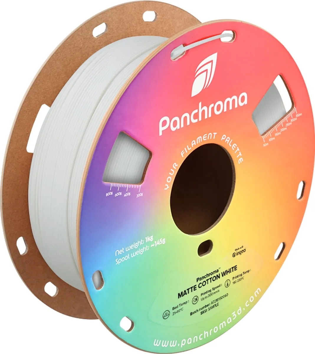 Polymaker PolyTerra PLA Matte 1.75mm Katoen Wit 1kg