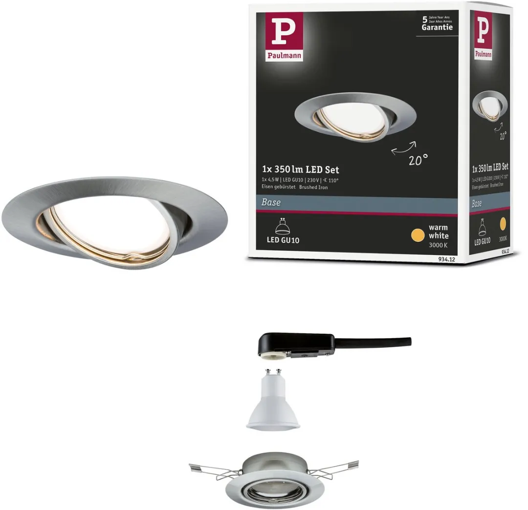 Paulmann LED Inbouwlamp Base Enkel 90mm 20° GU10 5W