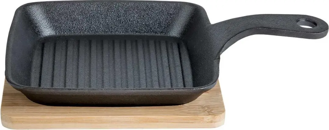 Gietijzer Grillpannetje Met Steel Coated15x15x2cm
