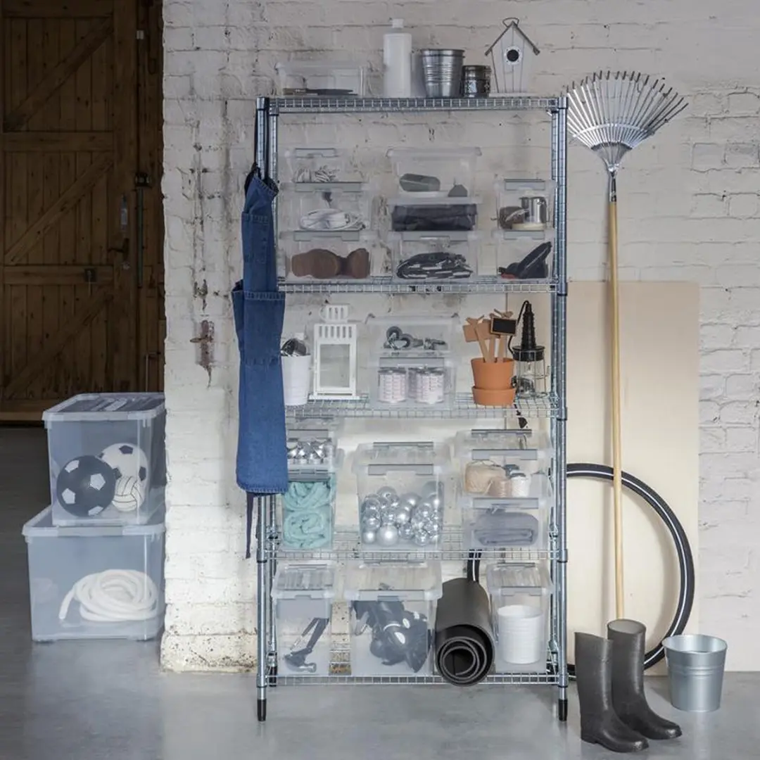 Curver Handy+ Opbergbox 115 liter - deksel en wieltjes - transparant - afbeelding 4 van 6