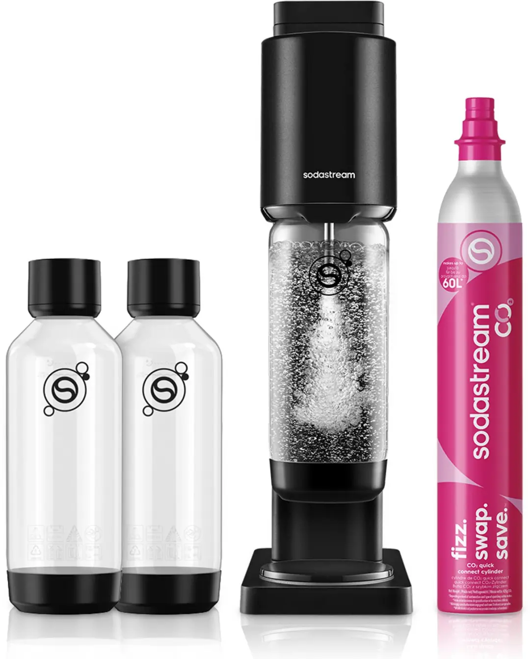 Sodastream Fresh™ zwart bruiswatertoestel, inclusief 3 bruiswaterflessen van 1