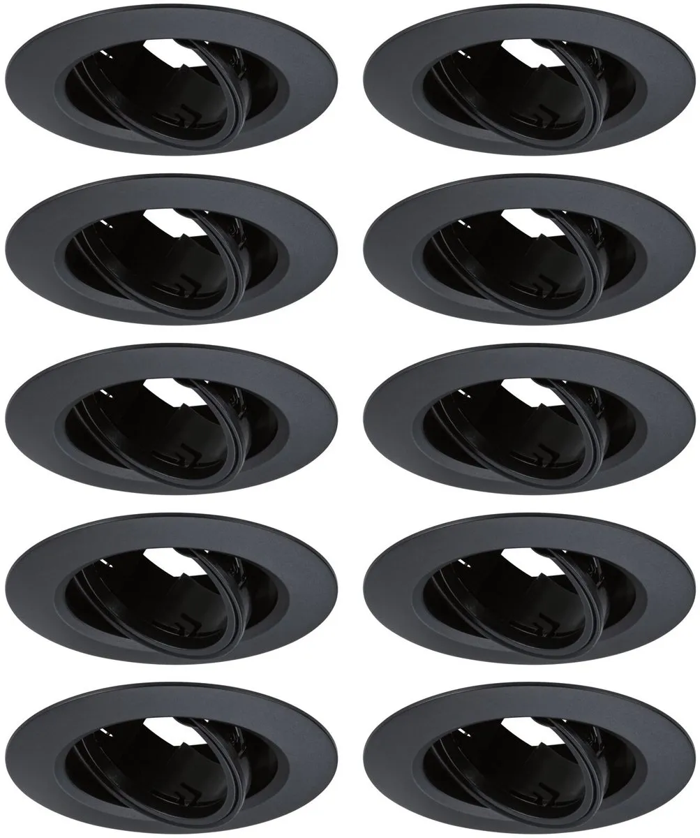Paulmann Inbouwlamp Set 10x GU10 90mm - 10x10W - Zwart