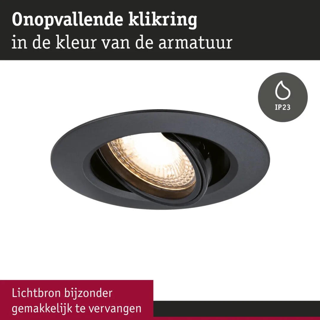 Paulmann Inbouwlamp Set 10x GU10 90mm - 10x10W - Zwart