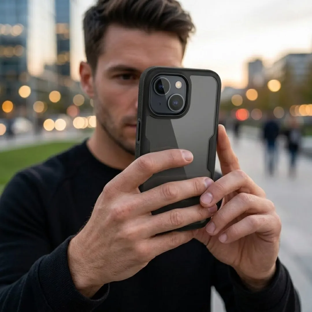 NUVEX iPhone 15 Hoesje - Zwart Transparant - afbeelding 4 van 6