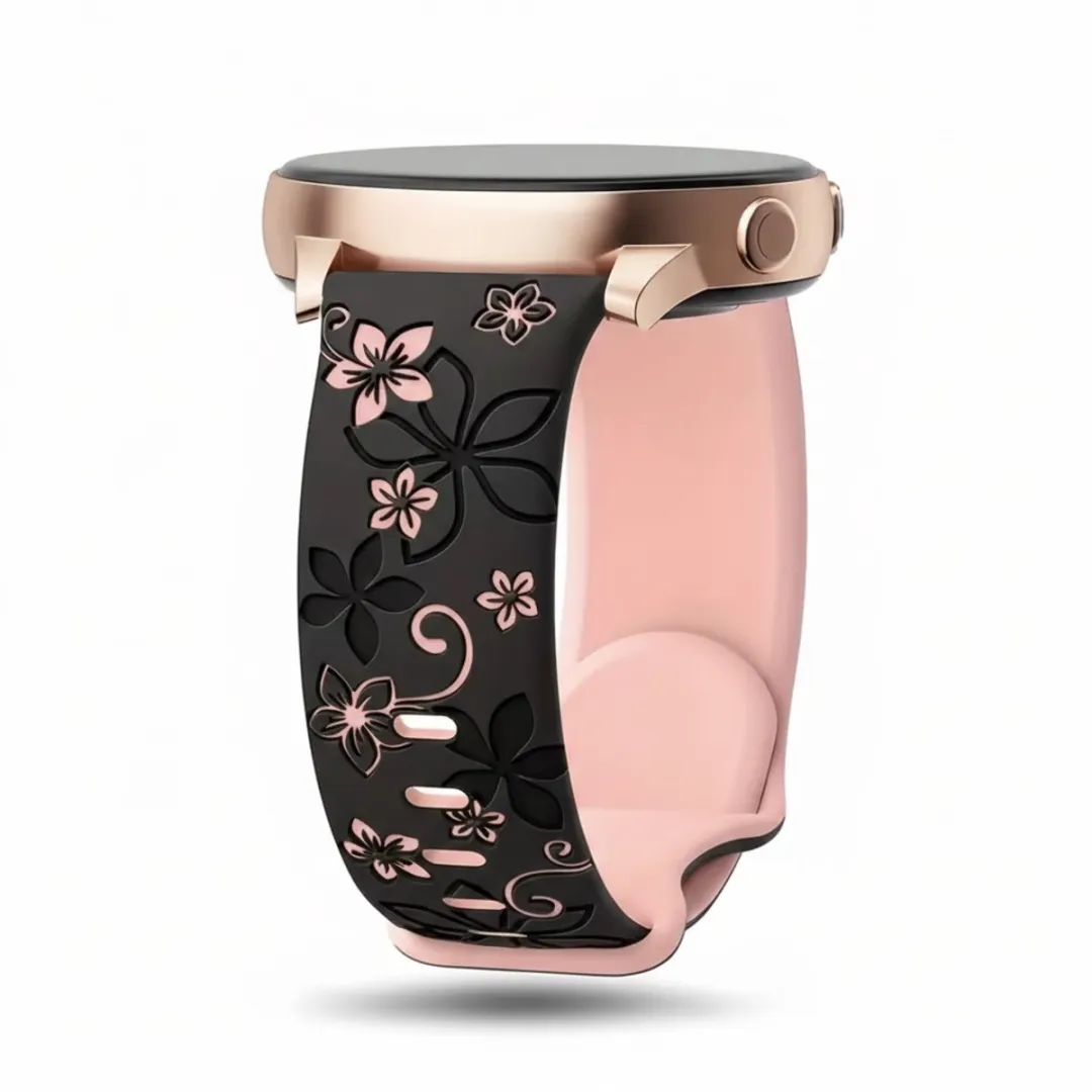 NUVEX Zwart Roze Silicone Horlogeband 20mm