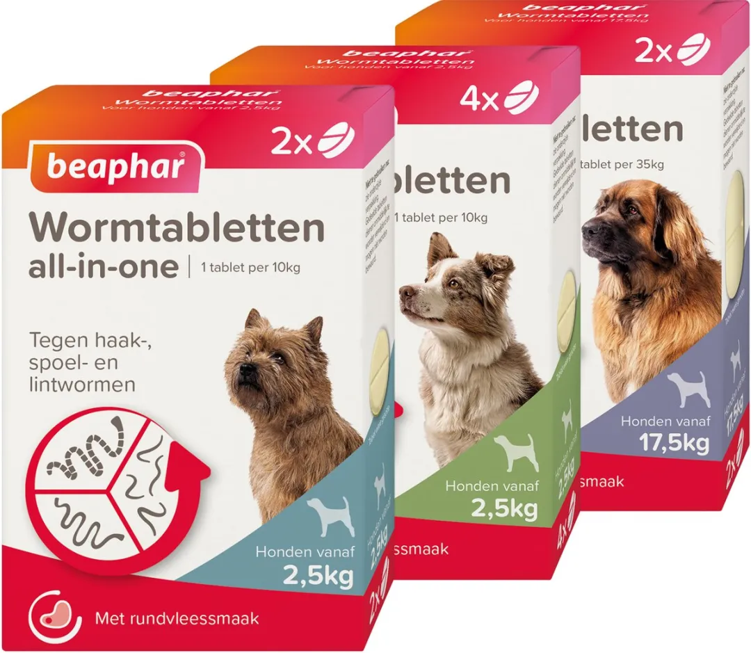 Beaphar Wormtablet All In One Hond - Anti wormenmiddel - 1 x 2 tab 17.5 Tot 70 Kg