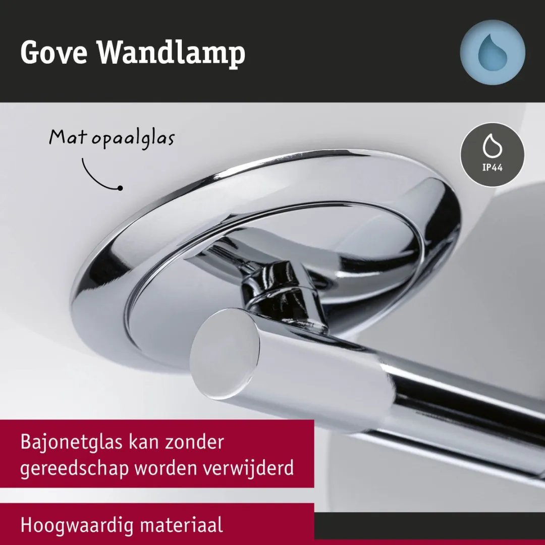Paulmann Selection Bathroom LED-wandlamp Gove IP44 - 400lm - Chroom