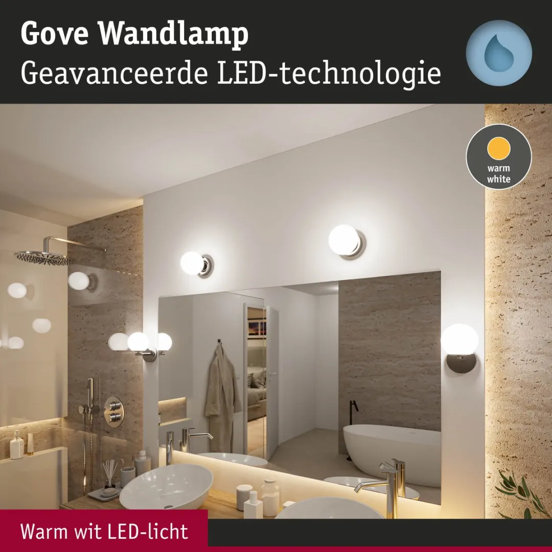 Paulmann Selection Bathroom LED-wandlamp Gove IP44 - 400lm - Chroom - afbeelding 6 van 6