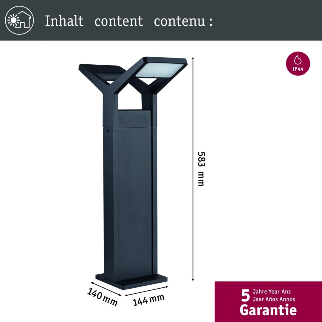 Paulmann Juntea LED Bolderlamp IP44 2x12,5W 800lm - Antraciet