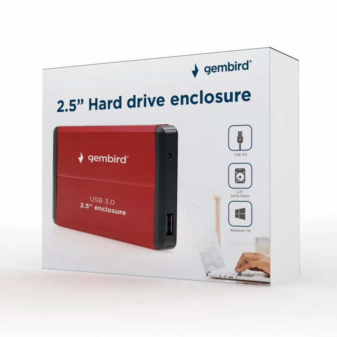 Gembird EE2-U3S-2-R Harddiskbehuizing 2.5" SATA - USB 3.0 - Rood