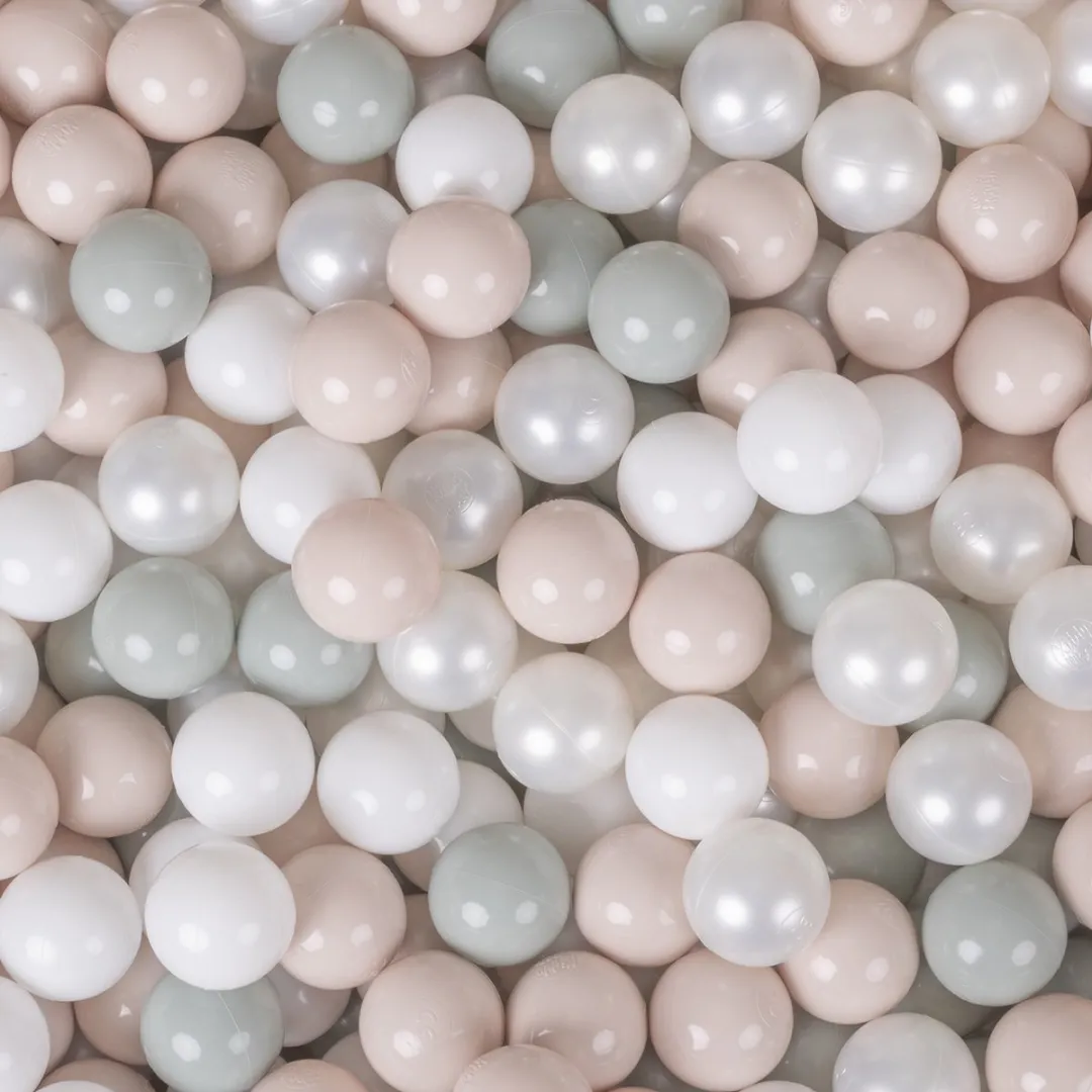 KiddyMoon Ballenbakballen 200 Stuks 7cm - Wit/Parel/Pastelbeige/Groengrijs