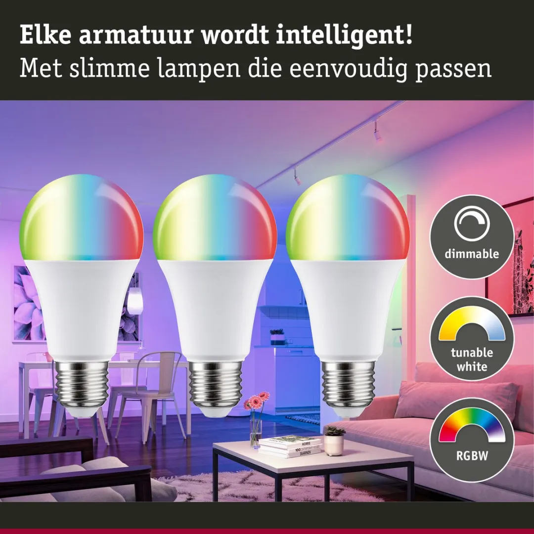 Paulmann Smart Home Zigbee 3.0 LED-gloeilamp E27 RGBW 11W 3x1055lm - Mat - afbeelding 6 van 6