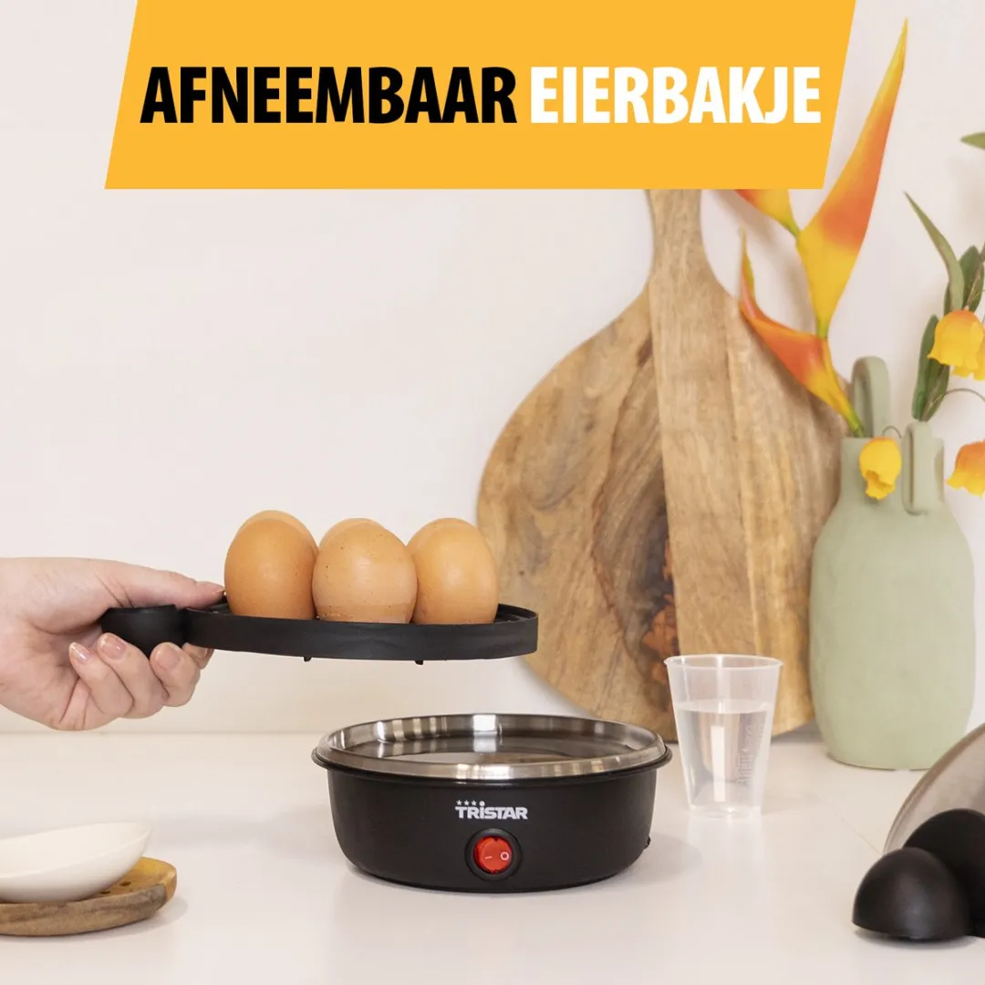 Tristar EK-3076 Eierkoker 350W - 7 Eieren - RVS/Zwart - afbeelding 6 van 6