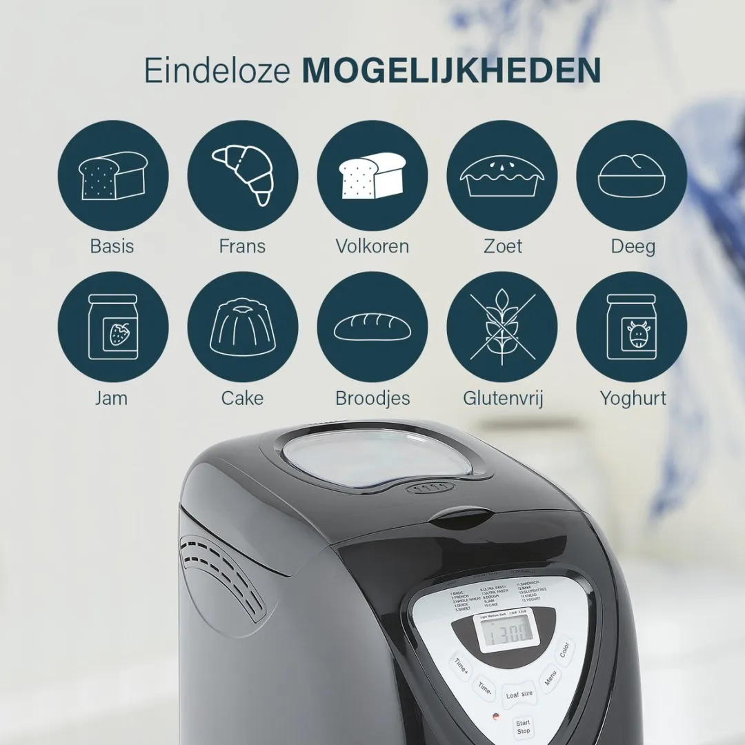 Princess 152009 Broodbakmachine - 15 Programma's - 900ml - Zwart