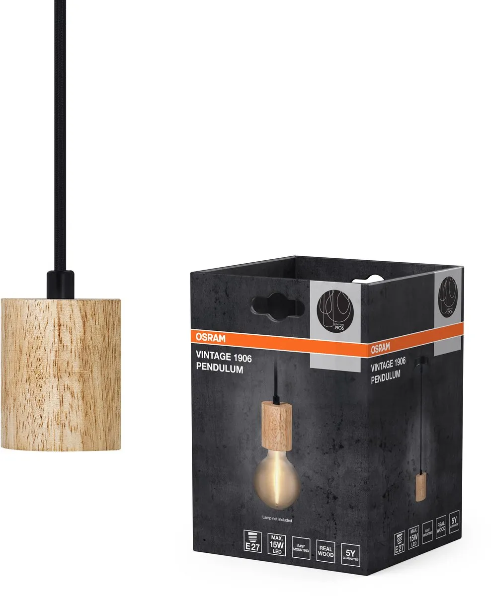 Osram Vintage 1906 Cylinder Hanglamp - Hout - 15W E27 - Ø100cm