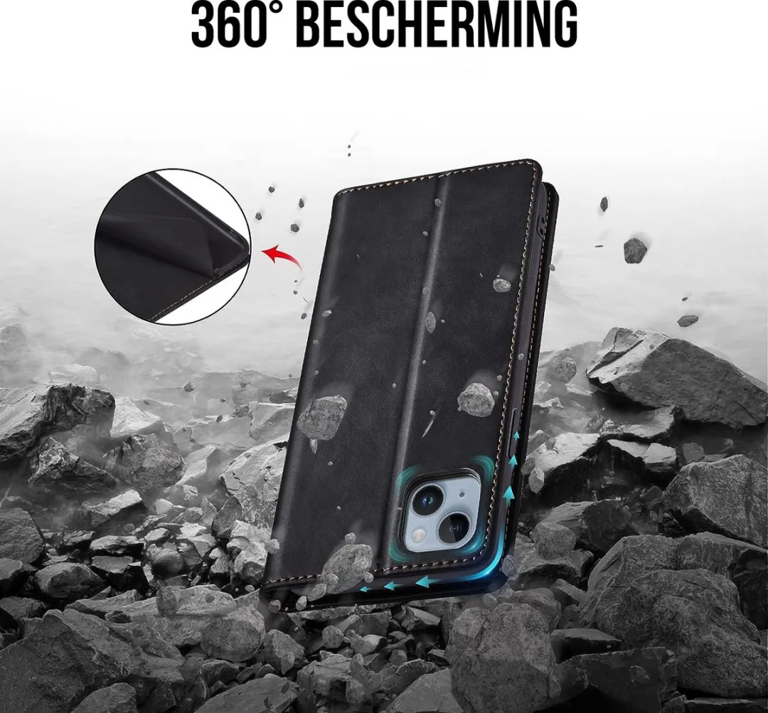Nuvex iPhone 14 Hoesje met Pasjeshouder - Zwart - 2 Pasjes