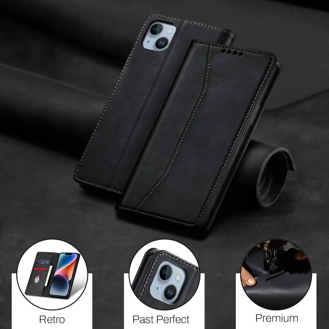 Nuvex iPhone 14 Hoesje met Pasjeshouder - Zwart - 2 Pasjes