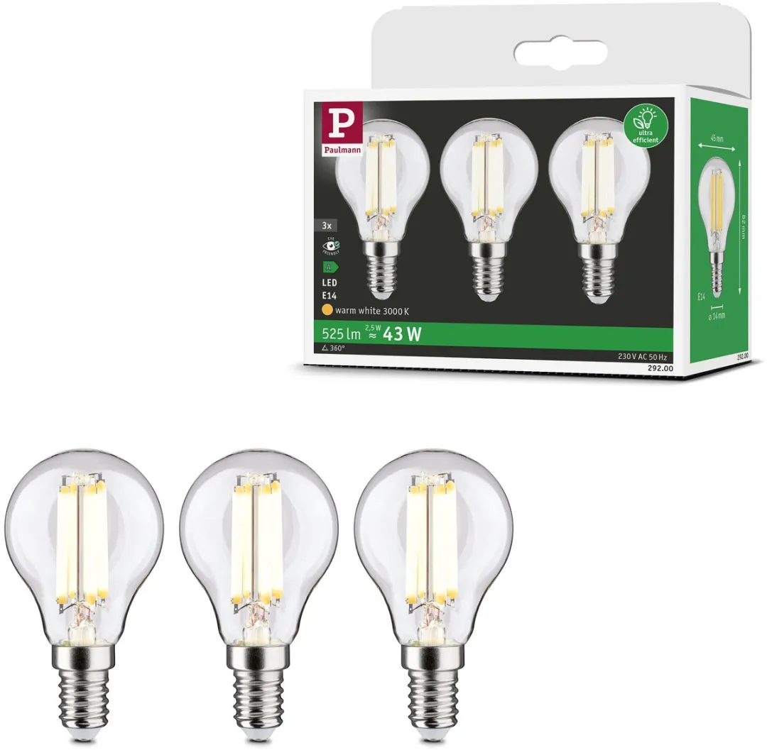 Paulmann Eco-Line LED Kogellamp E14 2,5W 525lm 3000K - Set van 3