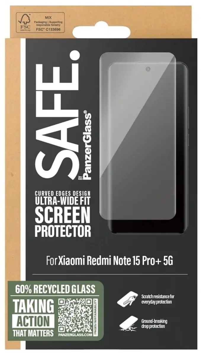 SAFE by PanzerGlass Ultra-Wide Fit Screenprotector Xiaomi Redmi Note 15 Pro Plus 5G - afbeelding 5 van 6