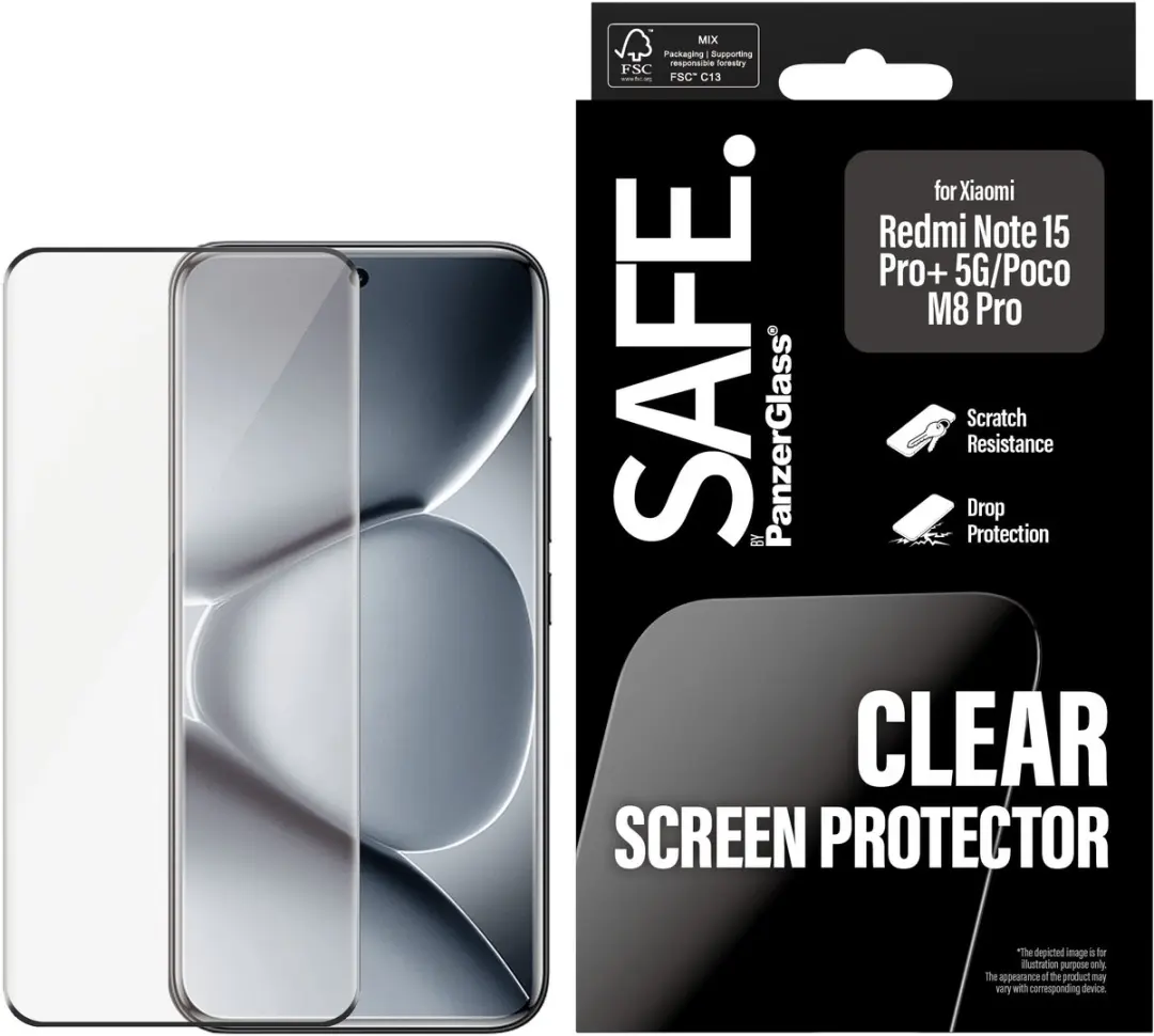 SAFE by PanzerGlass Ultra-Wide Fit Screenprotector Xiaomi Redmi Note 15 Pro Plus 5G - afbeelding 6 van 6