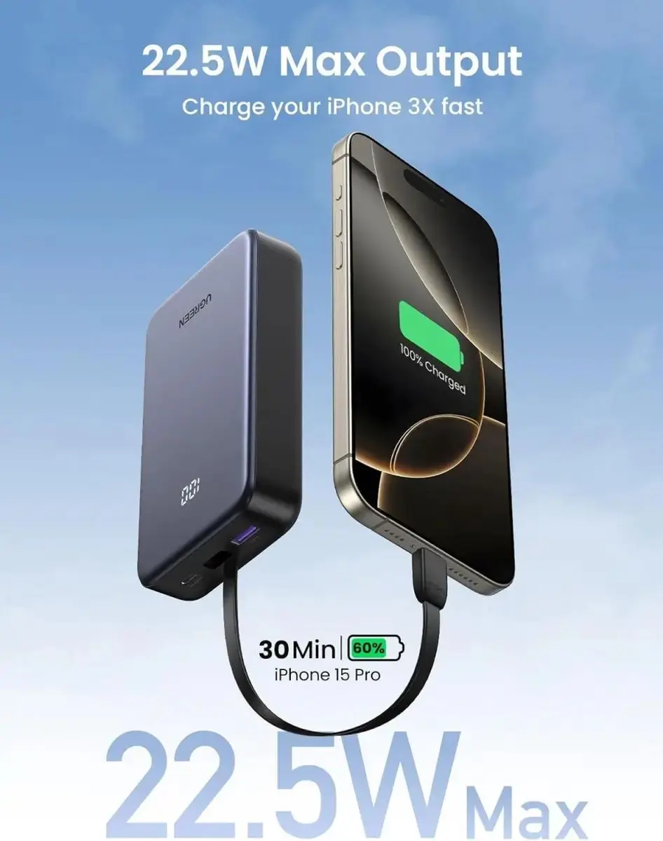 Ugreen PB505 Powerbank - 20000mAh - 22.5W - Grijs - afbeelding 6 van 6