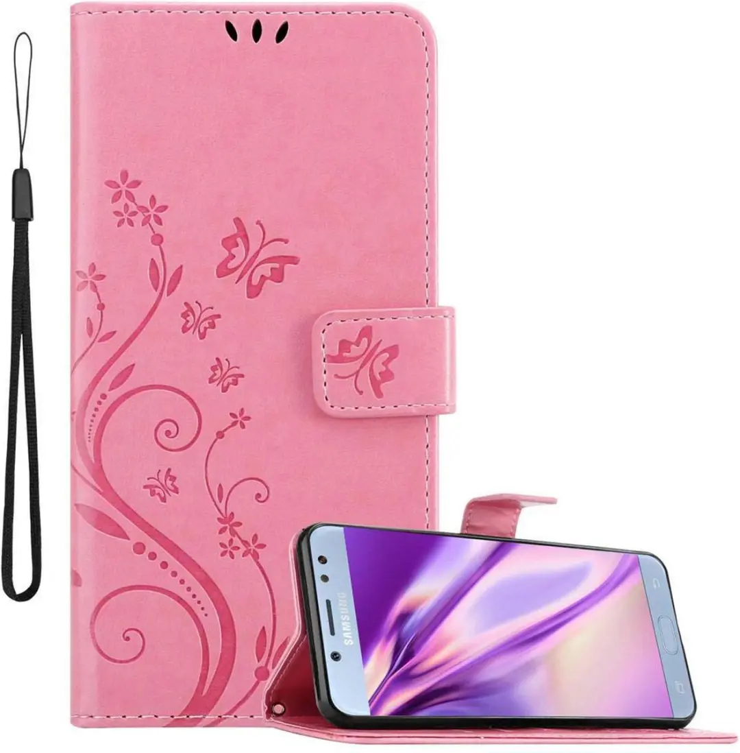 Cadorabo Hoesje geschikt voor Samsung Galaxy J5 2017 in BLOEMEN ROZE