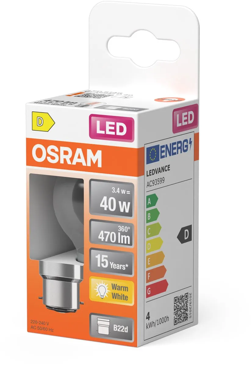 Osram LED Star Globe P40 Filament 3,4W 470lm B22d - Warm wit