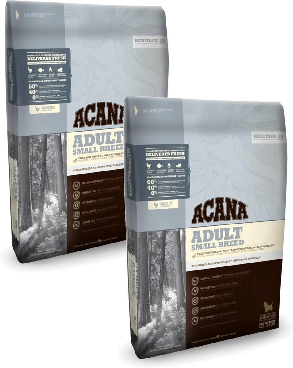Acana Heritage Adult Small Breed Hondenvoer 2x2kg