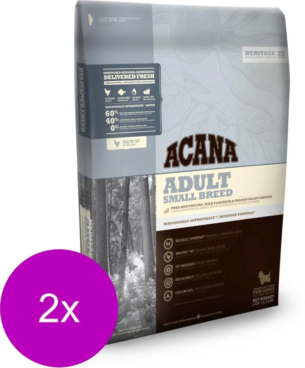 Acana Heritage Adult Small Breed Hondenvoer 2x2kg